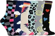 [Hot Sox] Hotsox Women's Novelty Slippers Bundle 6 Pack, Multi-Colored, Women's 4-10, Multi