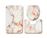 siyi 3Pcs/Set Marble Texture Toilet Lid Cover Floor Carpet Mat Home Bathroom Decor-3