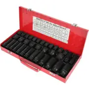35pcs 1/2" Inch Deep Impact Socket Set Drive 8-32mm Metric Garage Sae With Case