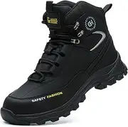 [Nutropa] Steel Toe Boots for Men Women, Lightweight Work & Safety Shoes Outdoor Protection Footwear Puncture Proof Industrial and Construction Shoes