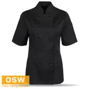 Ladies Tailored Hospitality Kitchen Chef Jacket Uniform Black 5CJ21 Size 14*