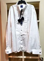 Gollnwe Men's Tuxedo Shirt Wing Collar French Cuffs w/ Cufflinks & Bow Tie 6XL