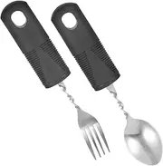 Fork Spoon Set Disabled Elderly Tableware Easy to Use Portable Travel Utensils Kitchen Utensils