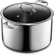 [HexClad] Hybrid Nonstick 12-Quart Stockpot with Tempered Glass Lid, Dishwasher Safe, Induction Ready, Compatible with All Cooktops