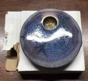 GEORGETOWN POTTERY IKEBANA (PURPLE WAVE) JAPANESE STYLE BLUE ROUND FLAT VASE
