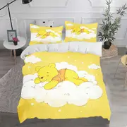 c289 Winnie The Pooh Bedding Set 100% Polyester Cute Printed Cartoon Quilt Cover 3-Piece Set 1Duvet CoverTwin Children ee289