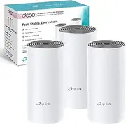 TP-Link Deco E4 Whole Home Mesh Wi-Fi System, Seamless and Speedy (AC1200), 2×100Mbps Ethernet Ports, Work with Amazon Echo/Alexa, Router and WiFi Booster Replacement, Parent Control, Pack of 3 (UK Version)