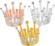 ASAKKURA 3pcs Flowers and Mini Crowns for Crafts Crown Topper for Cake Mini Crown for Cake Topper Cake Topper Crown Cake Decorations for Women Crown Cake Decoration Cake Crown Alloy