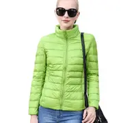 Nevenka Womens Lightweight Puffer Jacket Winter Stand Collar Short Coat-Green