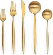 30 Piece Gold Silverware Set for 6, LOVEWEE Stainless Steel Flatware Set, Gold Cutlery Set Utensils Set, Tableware Include Forks Knives Spoons for Home Kitchen Restaurant Wedding, Satin Finish