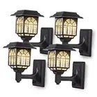 Solar Fence Lights, 4 Pack Solar Lights Outdoor Waterproof Lantern Warm White