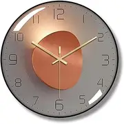 Qiccijoo Wall Clock 12-inch Silent Non-Ticking Round Classroom Clock 3D Curved Glass Large Wall Clock Battery Operated Easy to Read Decorative Wall Clocks Stylish Kitchen Wall Clock(Orange)