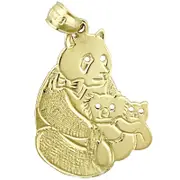 14K Gold Panda Bear with Cubs Pendant