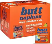 Butt Napkins - Water-Based Flushable Wipes, Individually Wrapped (Industrial, 30 Count (Pack of 1))