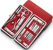 Wolpin 16 Pcs Manicure Kit Set Nail Clippers Pedicure Kit Stainless Steel Manicure Kit, Professional Grooming Kit, Scissors Acne needle, Blackhead Tool with Travel Case