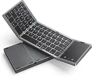 Seenda Folding Bluetooth Keyboard with Touchpad, Foldable Portable Travel Mini Wireless Keyboard, Rechargeable UK layout for iOS Android Windows PC Tablet phone ipad, Black and Grey