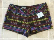 WOMENS VOLCOM SHORTS, MULTICOLOURED PATTERNED BNWT, SIZE S, LACED WAVE SHORT