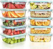 [Feshory] 10 Pack (640ML) Airtight Glass Food Storage Containers with Lids - Glass Meal Prep Food Containers, Lunch Box Safe for Microwave, Freezer, Dishwasher Kitchen Storage & Organisation