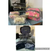 UNDER ONE SKY 3 Piece OR 4 Piece TRAIN CASE TRAVEL SET - 4 Pc Pink 3 Pc Blue