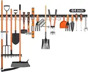 HORUSDY 64 Inch Adjustable Garden Storage System, Wall Mount Garage Tool Organizer, Tool Hangers for Mop and Broom Holder Shovel, Rake, Broom, Mop Holder, Etc.