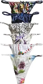 [Yavorrs] 6pcs Women's Silk G-Strings Thongs Panties Flower