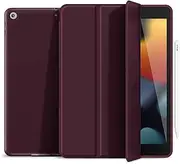 Gahwa iPad 10.2 Case for 9th/8th/7th Generation (2021/2020/2019) - Slim Stand Hard Back Shell Protective Smart Cover for iPad 10.2 Inch - Red Wine