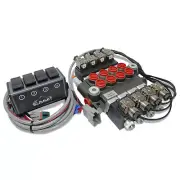 Hydraulic Monoblock Solenoid Directional Control Valve 4 Spool, 21 GPM w/ Switch