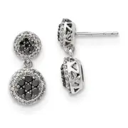 14k White Gold Black/White Real Diamond Earrings