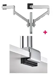 Atdec AWMS-2-D40 Dual 690mm Dynamic Monitor Arms + 400mm Post / 8kg (17.6lb) Flat and Curved Screens + C Clamp Desk Fixing, Silver AWMS-2-D40-C-S