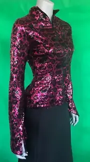 Topshop x Halpern cheetah leopard animal Jacket NWT Size 2 Sequin Retail $200