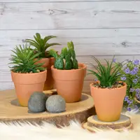 在飛比找PChome24h購物優惠-【YU Living】迷你人造陶盆植物四件組 仿真人造植物盆
