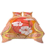 Art Deco Cosmos White Flowers Coverlet