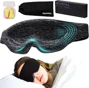 RELMITALL Sleep Mask for Side Sleepers – Exclusively Designed for Menopause, Insomnia, and Sleep Disorders, Light Blocking 4D Eye Mask with Adjustable Fit, Includes Earplugs & Travel Pouch