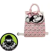 Mickey Mouse - Minnie Mouse Monogram 9” Faux Leather Flap Mini Backpack