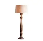 CANDELA LARGE - DARK NATURAL - TURNED WOOD CANDLESTICK FLOOR LAMP with SHADE