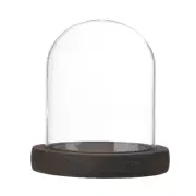 Cloche Glass Dome, 3.9"x3.1" Glass Display Case with Wooden Base [Dark]