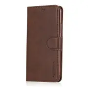 PU Leather Wallet Case for Samsung Galaxy A22 4G Magnetic Luxury Flip Card Slot Cover For A22 4G - Dark Brown Samsung A22 4G