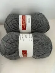 2 skeins Valley Yarns Wool Alpaca Medium Gray Heather Berkshire 100 grams