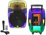 MR DJ PL15FLAME 15" Portable Translucent Trolley PA DJ Active Powered