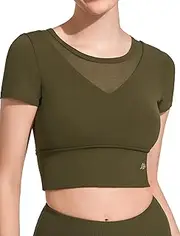 [Yvette] Mesh Sports Bras for Women Padded Yoga Crop Top for All-Day Wear