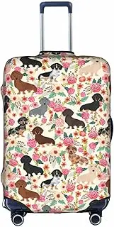[pvinnk] dachshund Print Protective Luggage Cover Elastic Washable Suitcase Travel Gear Protector, White, Large
