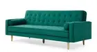 Sophia 3 Seater Sofa Bed Couch Click Clack Green Velvet 2.12m
