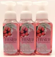 3 BATH & BODY WORKS FROSTED CRANBERRY GENTLE FOAMING HAND SOAP 8.75oz NEW!