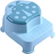 Baby Step Stool Animal Dual Height 2 Step Stool,Plastic Bathroom Toilet Training Step Stool Non Slip Home Footstool,Blue