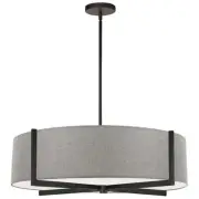 Dainolite Preston 4 Light Incandescent Pendant, Black/Grey - PST-264LP-MB-GRY