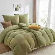 ADDSOUL Muslin Bed Linen Set 155 x 220 cm + 80 x 80 cm Olive