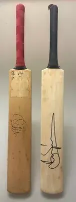 BRIAN LARA & RICKY PONTING Hand Signed Fullsize Cricket Bat x 2 ** FLAWED**
