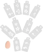 1 Set Forehead Flower Patch Palette Tattoo Painting Stencils Mini Makeup Puff Glitter Decoration Facial Halloween Makeup Forehead Stencil Body Paint Stencils Face White