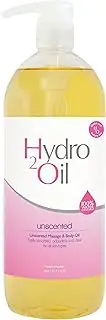 Hydro 2 Oil Unscented Massage Oil 1lt - Water Dispersible Formula with Jojoba and Grapeseed Oil Enriched with Vitamin E