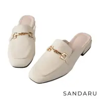 在飛比找momo購物網優惠-【SANDARU 山打努】穆勒鞋 馬銜釦方頭電鍍低跟穆勒鞋(